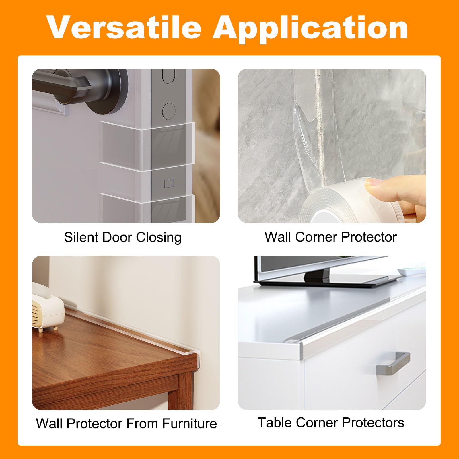 Paquete de 2 protectores de esquina suaves transparentes para tiras de muebles, bordes afilados y parachoques de mesa, borde de ventana, protector de pared, protectores de esquina suaves seguros para