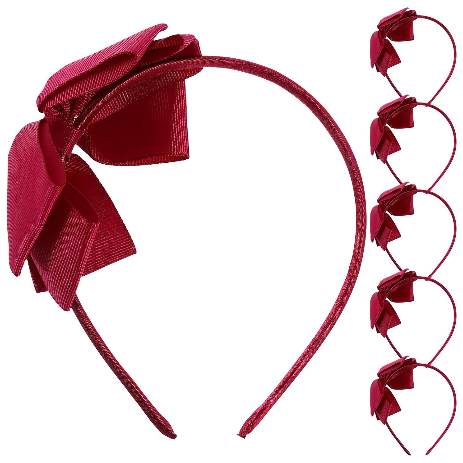 Levemolo Cute Bow Headbands Lightweight and Easy to Decorate 6 Pcs for Little, Ribbed Band Material for Holiday and Festival Party Accessories