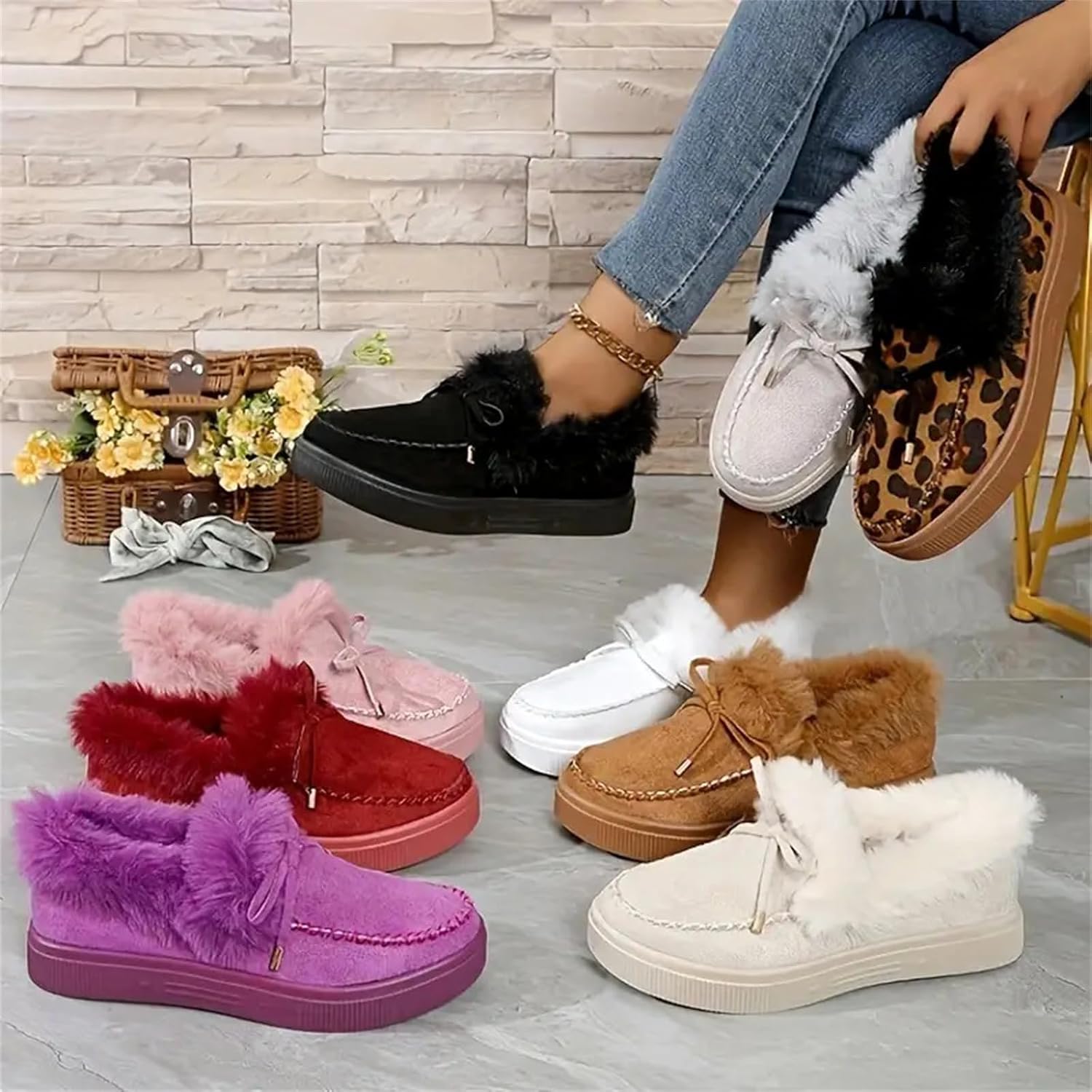 Winter Boots for Women 2025 Snow Boots Ankle Booties Slip On Fur Lined Warm Plush Comfortable Fashion Casual Loafers Shoes, Winter Shoes for Women - Image 5