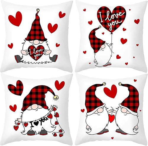 Funda de almohada de 4 piezas, fundas de almohada de Navidad, Día de San Valentín, sin rostro, funda de almohada para muñeca, funda de cojín para