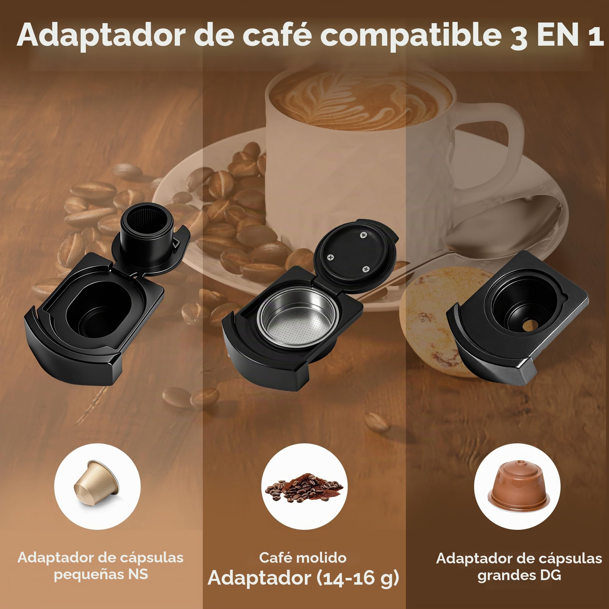 Bostar 3 en 1 Cafetera Capsulas 20 Bares, 7 Niveles Ajustables Cantidad de Agua&Temperatura Cafetera Espresso, 1400ML Depósito Extraíble para Espressos y Cappuccinos, Apagado Automático (Negro)