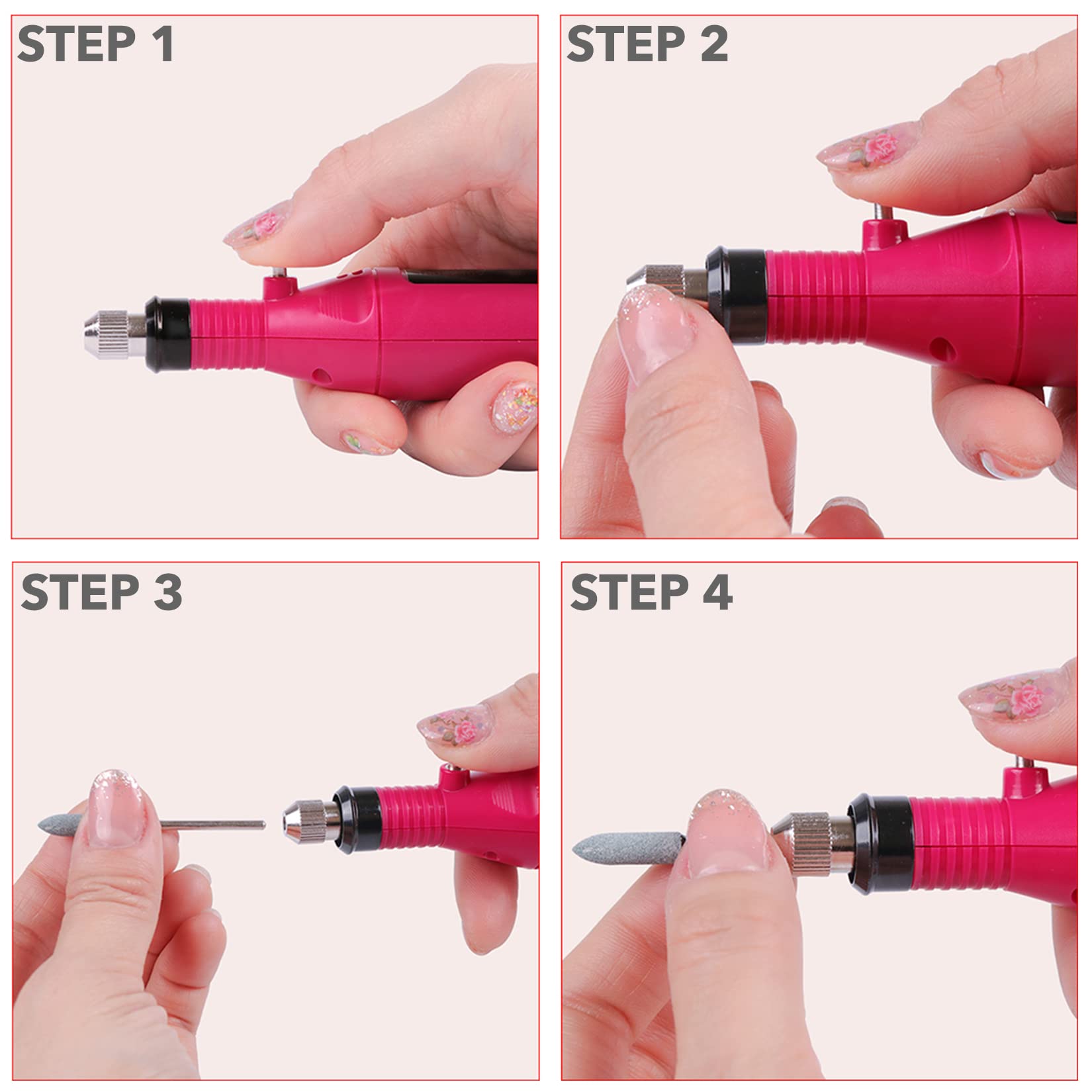 Punte Fresa Unghie, Homeet 30pcs per Manicure Acciaio al Tungsteno Professionale Set Universali in Diamond per Trapano Elettrico