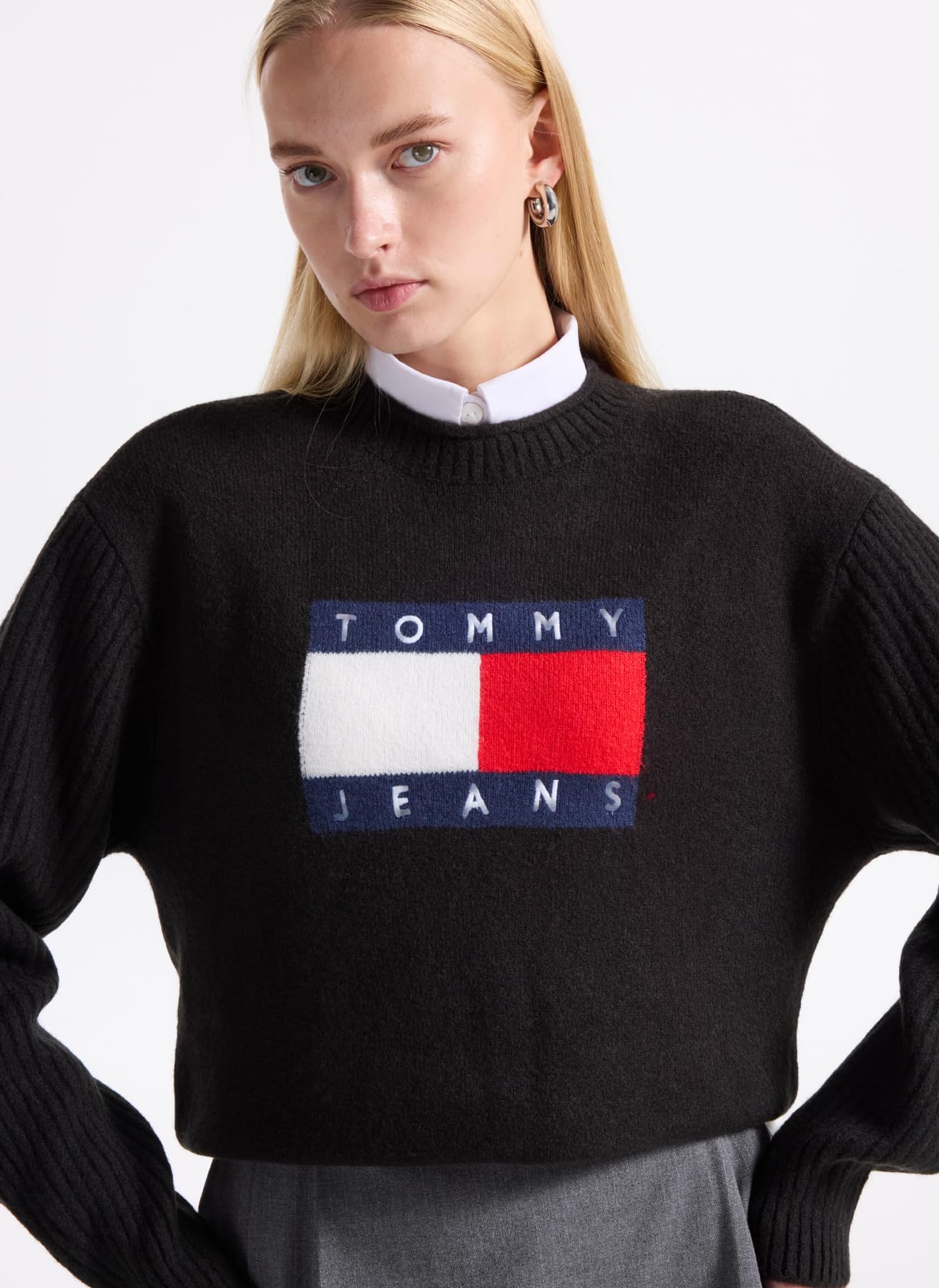 TJW MELANGE FLAG SWEATER RIB EXT Kazak Kadın