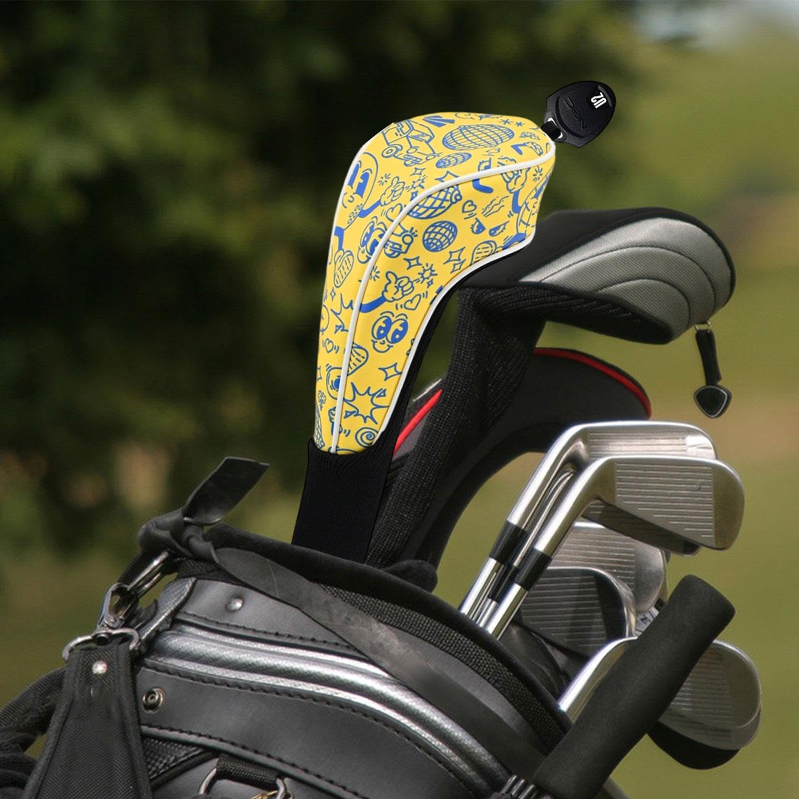 F Fityle Golfschlägerhaube aus Kunstleder, Kratzfest, wasserabweisend, Langer Hals, für Damen und Herren
