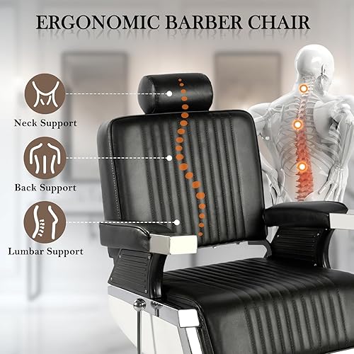 Miniatura 22 de Silla de peluquería vintage, silla de peluquería reclinable con reposacabezas extraíble, champú giratorio 360 grados para salón de belleza, spa