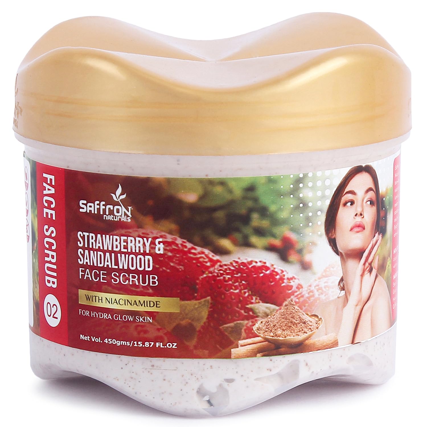 SAFFRON NATURALS Strawberry & Sandalwood Face & Body Scrub for Men and Women, Hydra Glow Skin (450g)-image-30