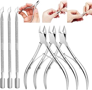 6PCS Cuticle Trimmer with Cuticle Pusher,Cuticle Kit Cuticle Nippers Manicure Set Pedicure Tools Nail Tools Professional Cuticle Cutters for Nails Professional Manicure and Pedicure Set Nail Care Kit