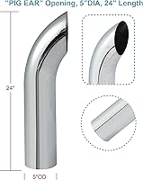 Vista 5 de Tubo de escape curvado cromado de 5 "OD×24