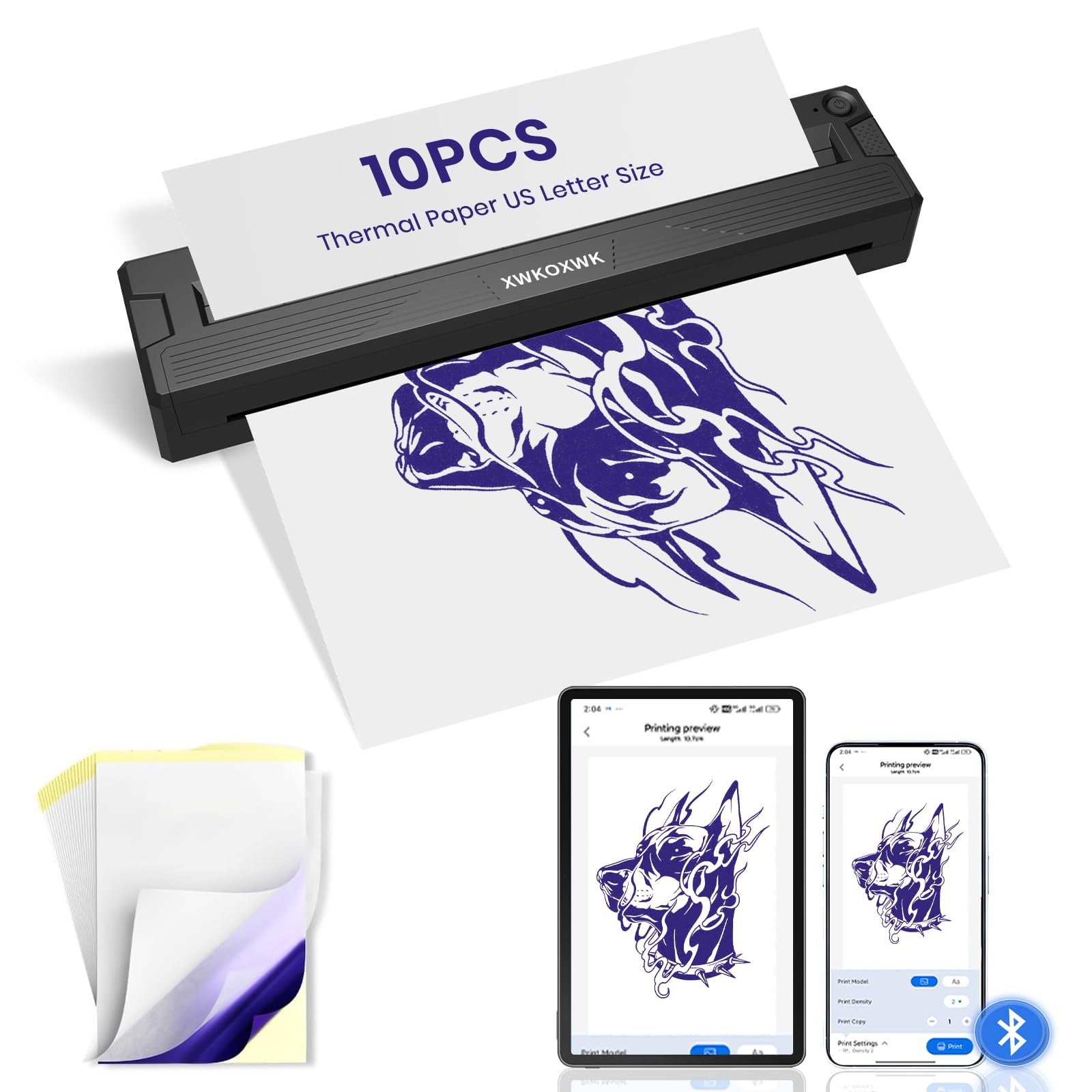 2026 New Tattoo Stencil Printer Machine for Tattoo Artists&Beginners,with 10 pcs Tattoo Transfer Paper and Folded Paper,Compatible with Phone/Pc,Thermal Portable Inkless Wireless Printer (Grey)