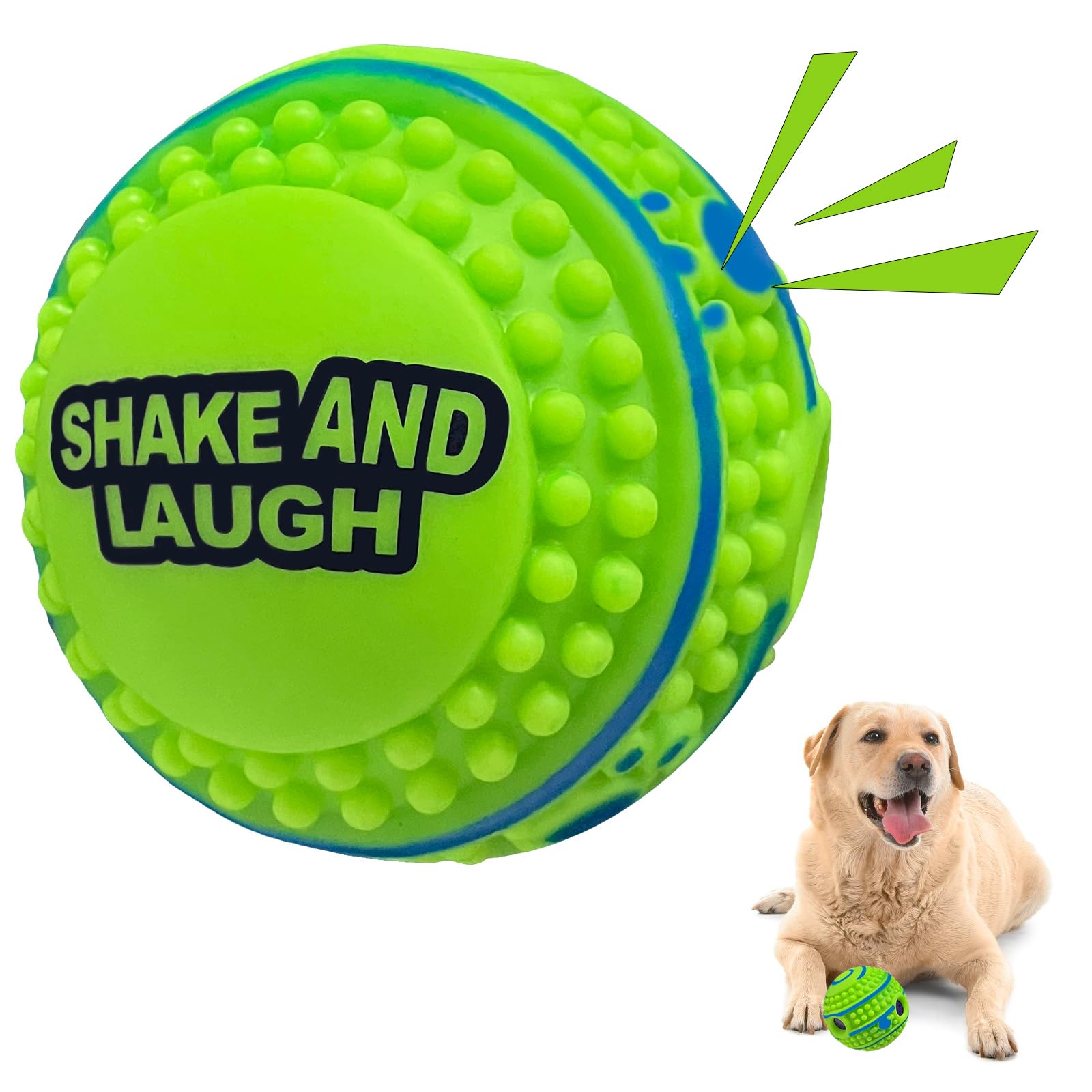Spiky Interactive Dog Toys Ball, Shaking with Gibbering Sound, for Training, Teeth Cleaning & Herding, Straight, XL, 5.51 in (14 cm)