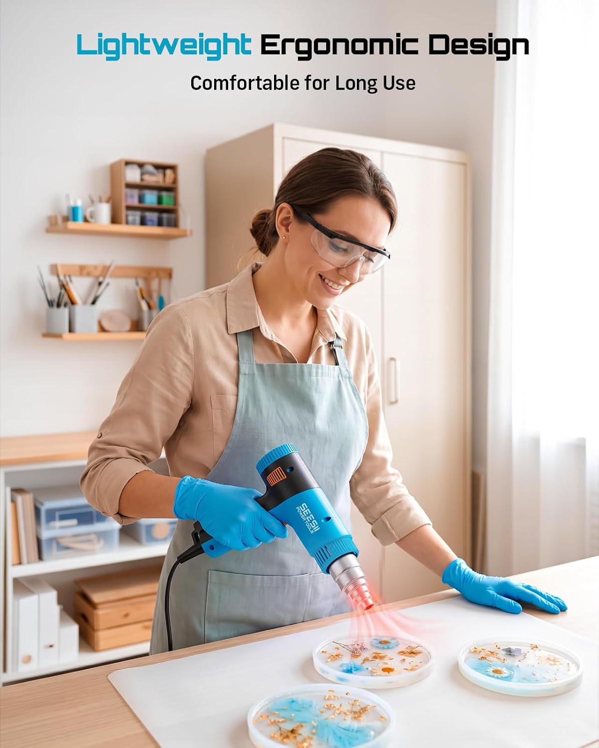 SEESII 1800W Heat Gun with LCD Display, 120-1290°F Variable Temp for Crafts