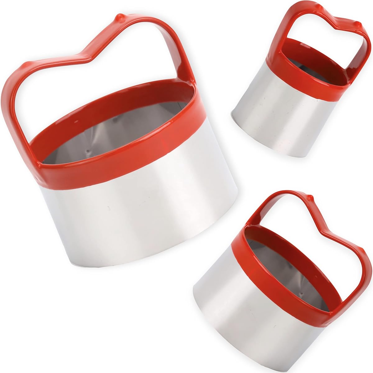 3 cortadores de galletas redondos con mango, cortador de galletas circular para hornear, cortador de masa, cortadores de galletas de metal, PVC recubierto y suave para protección