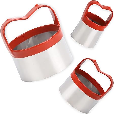 3Pcs Round Cookie Cutters with Handle, Circle Biscuit Cutter for Baking, Dough Cutter, Metal Cookie Cutters, Coated and Soft PVC for Protection
