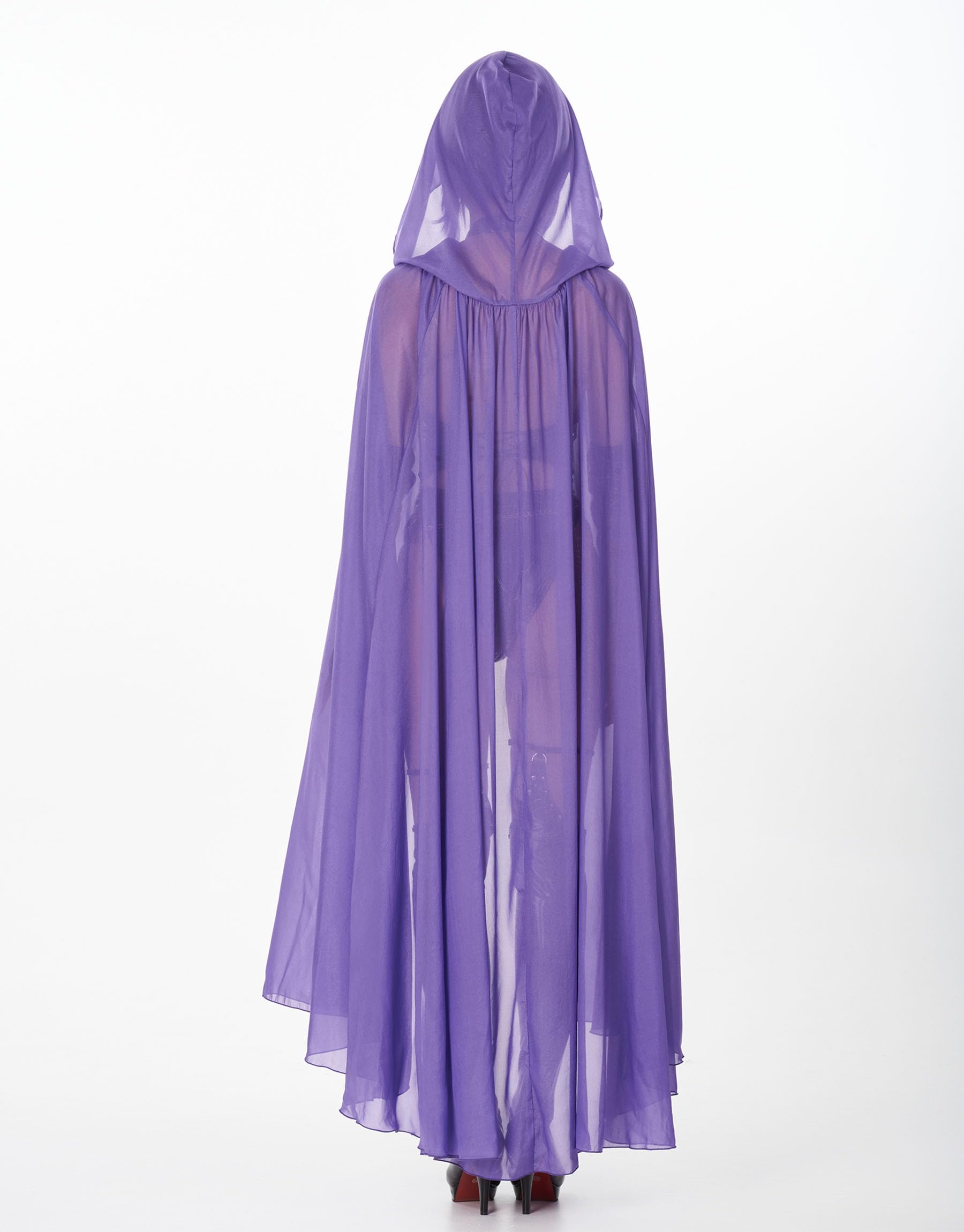 MEOWCOS Bodysuit Women One Piece Babydoll Gothic Halter Backless Front Hollow Bodysuit with Cloak and Chain: Large Black and Purple