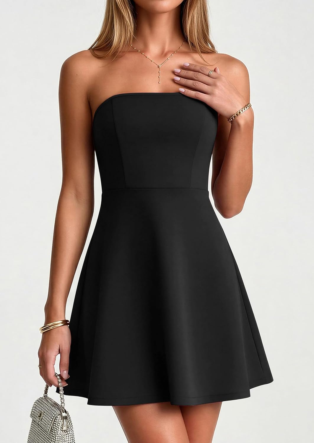 PRETTYGARDEN Women's Strapless Mini Summer Dress 2026 Spring A Line Tube Top Wedding Guest Cocktail Party Short Dresses - Image 4