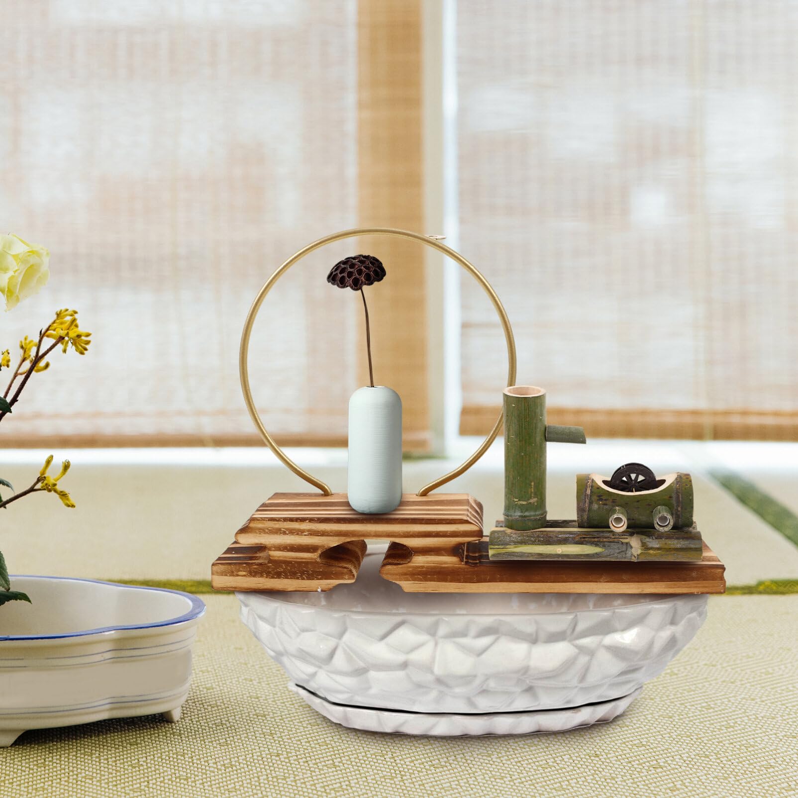 Luxshiny Portaincienso De Cono De Reflujo con Base De Madera para Decoración Zen De Oficina y Hogar Soporte para Incienso Mesa Adorno De Estilo Clásico
