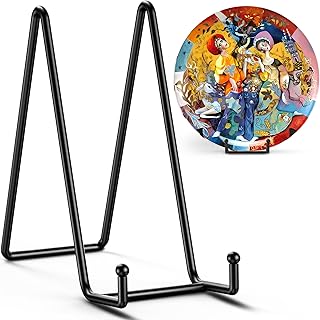 TR-LIFE 4 Pack 10 Inch Large Plate Stands for Display - Metal Plate Holder Stand + Picture Stand + Small Easels for Decorative Plate, Platter, Book, Plaques, Photo Frame, Tabletop Art