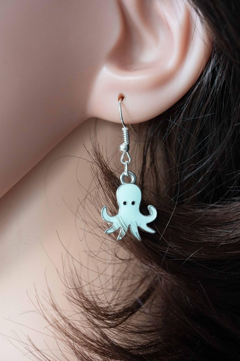 Old earrings Miniblings pendant octopus squid emaill turquoise