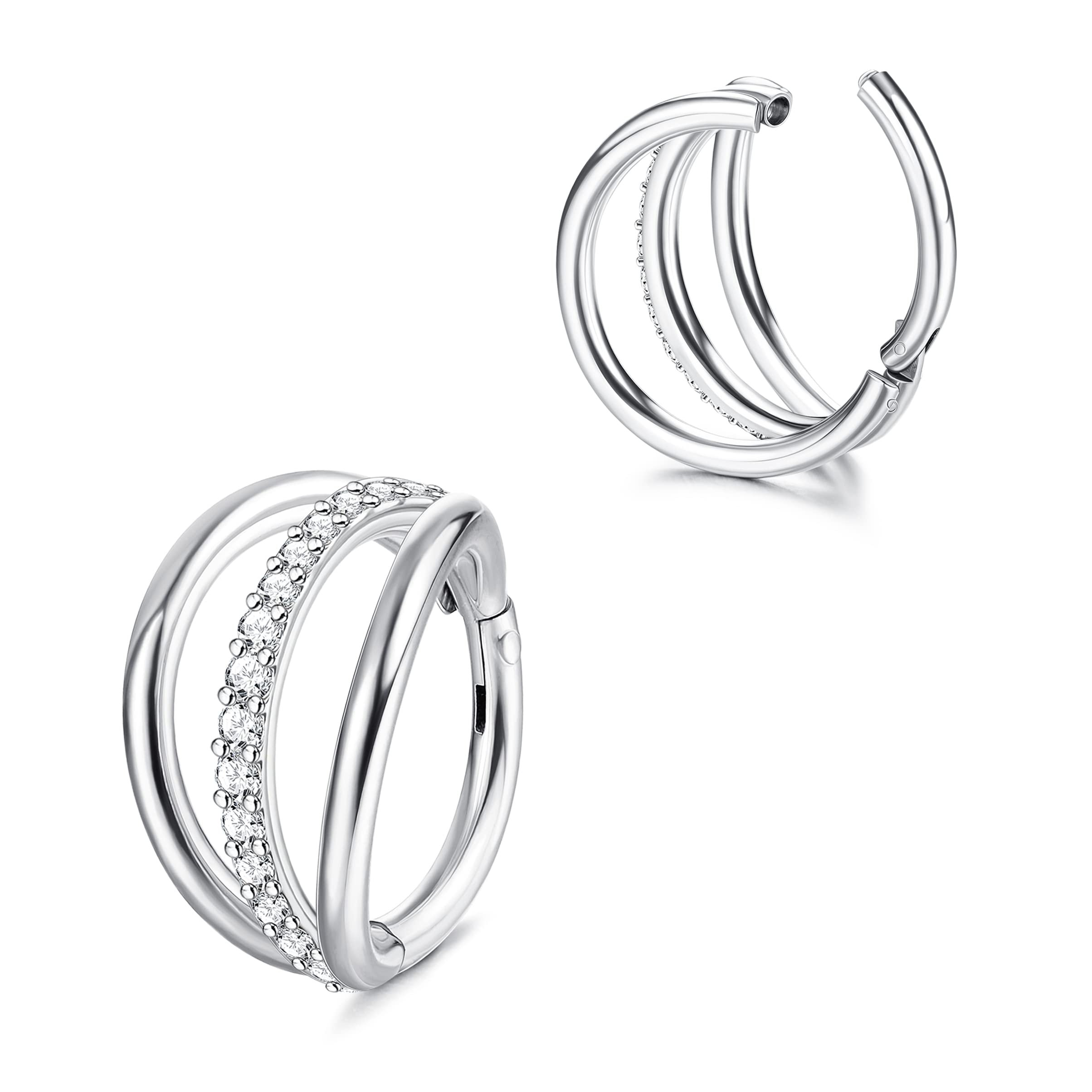 ORAZIOAnillos de nariz Aro 316L Acero Quirúrgico 16G Hipoalergénico Anillos de nariz Septum Bisagra Segmento Anillos Labio Anillos Cartílago Aro Pendiente Concha Piercing Joyería para Mujer