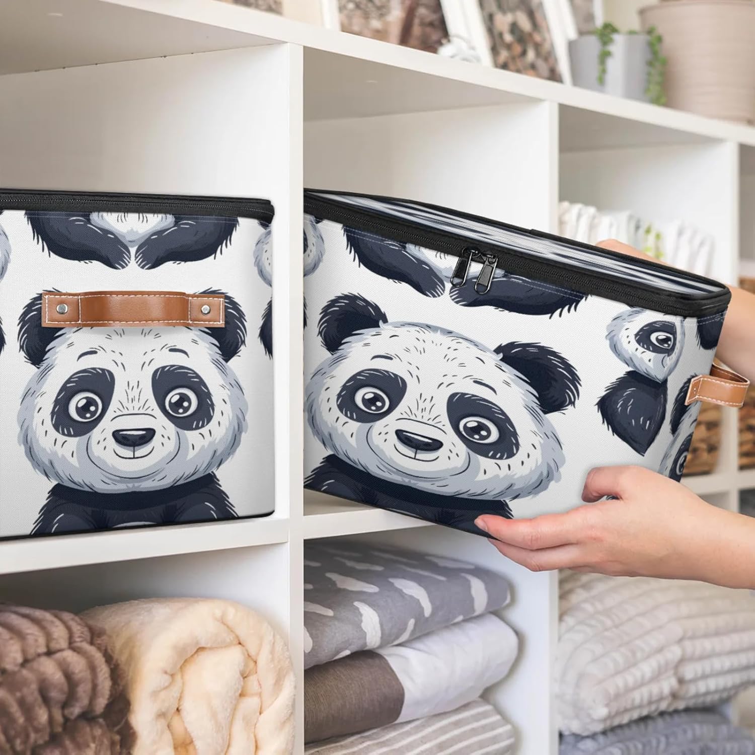 2-Pack Storage bins with lids - 26 quart organizer bins - Collapsible fabric storage bins with sturdy handles and double zipper tops - Versatile for home, toys, dorm rooms