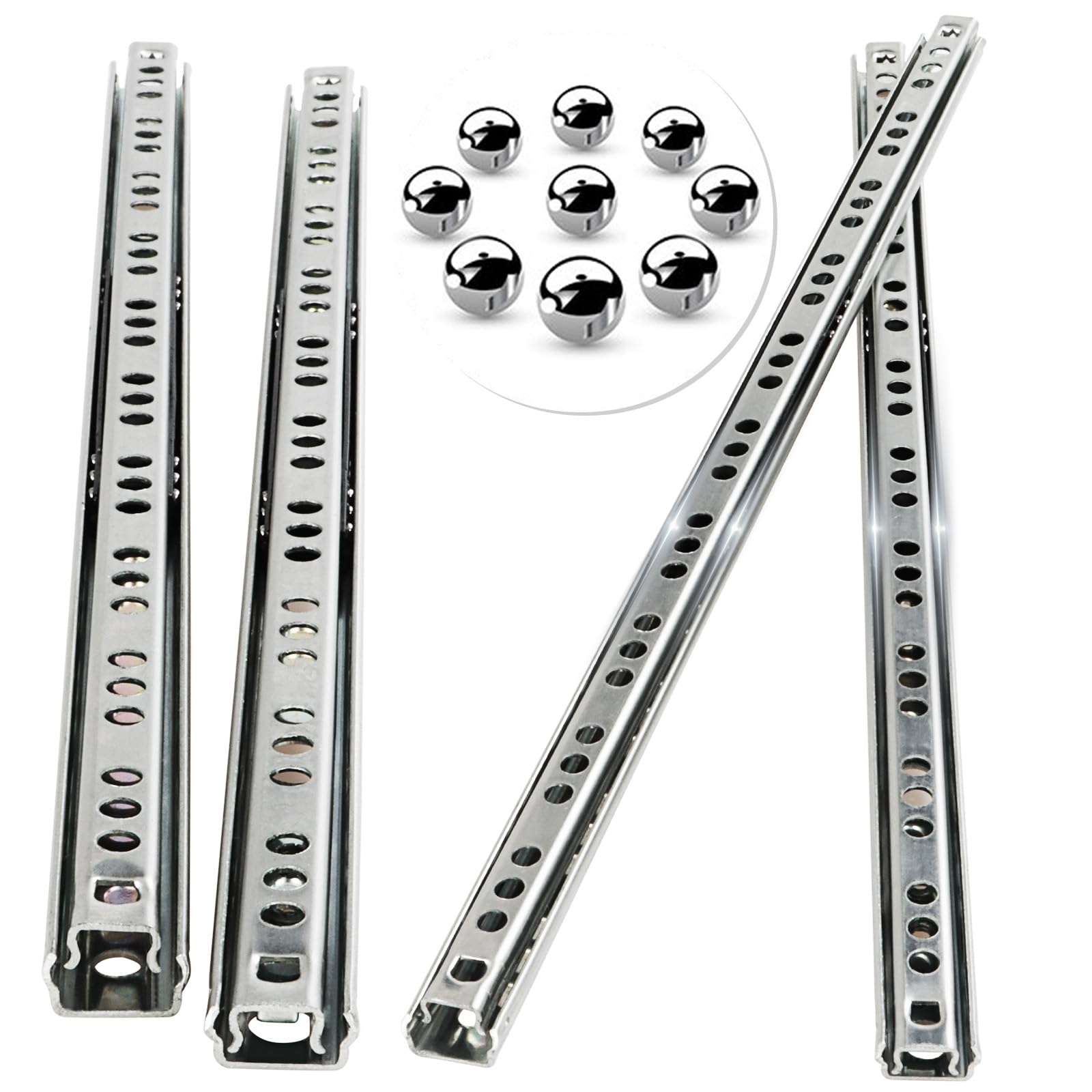 CYEER 2 works Heavy Duty Drawer Runners Slides, 342mm 3 Folds Full Extension Drawer Runners