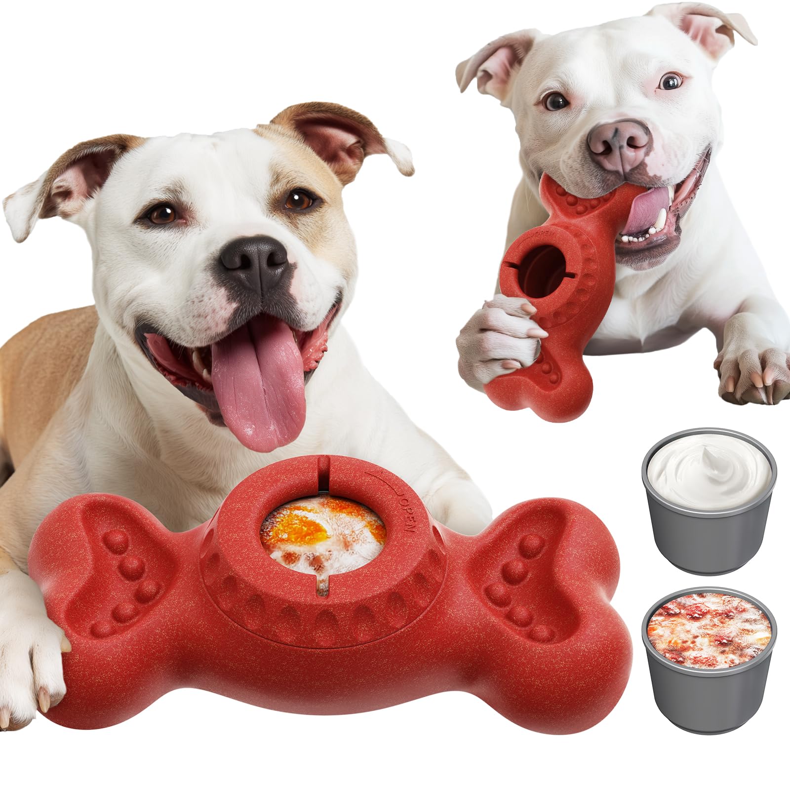 Freeze Bone - Juguete interactivo para perros, dispensador de golosinas para masticadores grandes y agresivos, alimentador de rompecabezas de enriquecimiento para estimulación mental, reduce