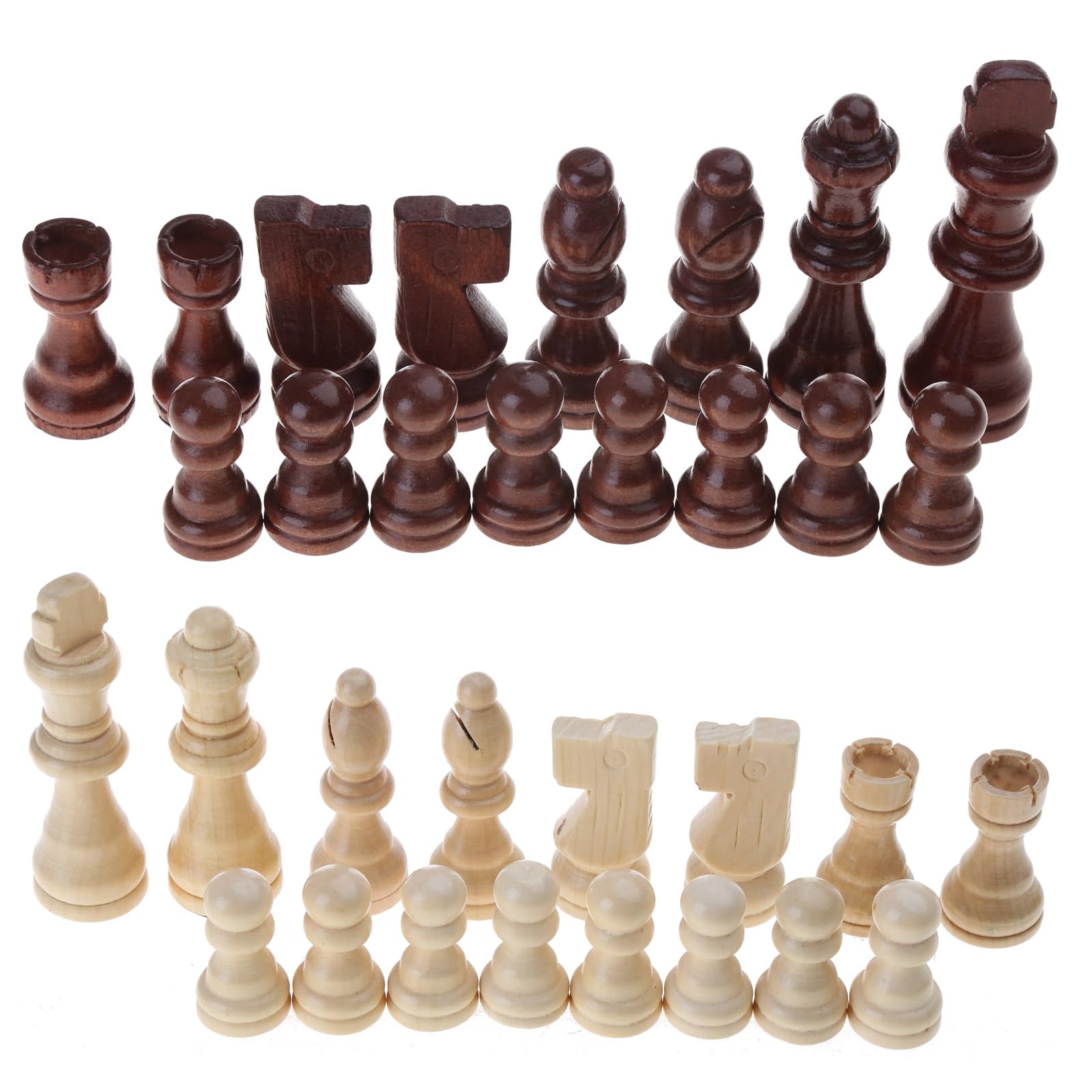 32 Pièces D’échecs En Bois Sculpté Main – Hauteur Roi 65 Mm – Voyage – Cadeau Enfant Et Adulte