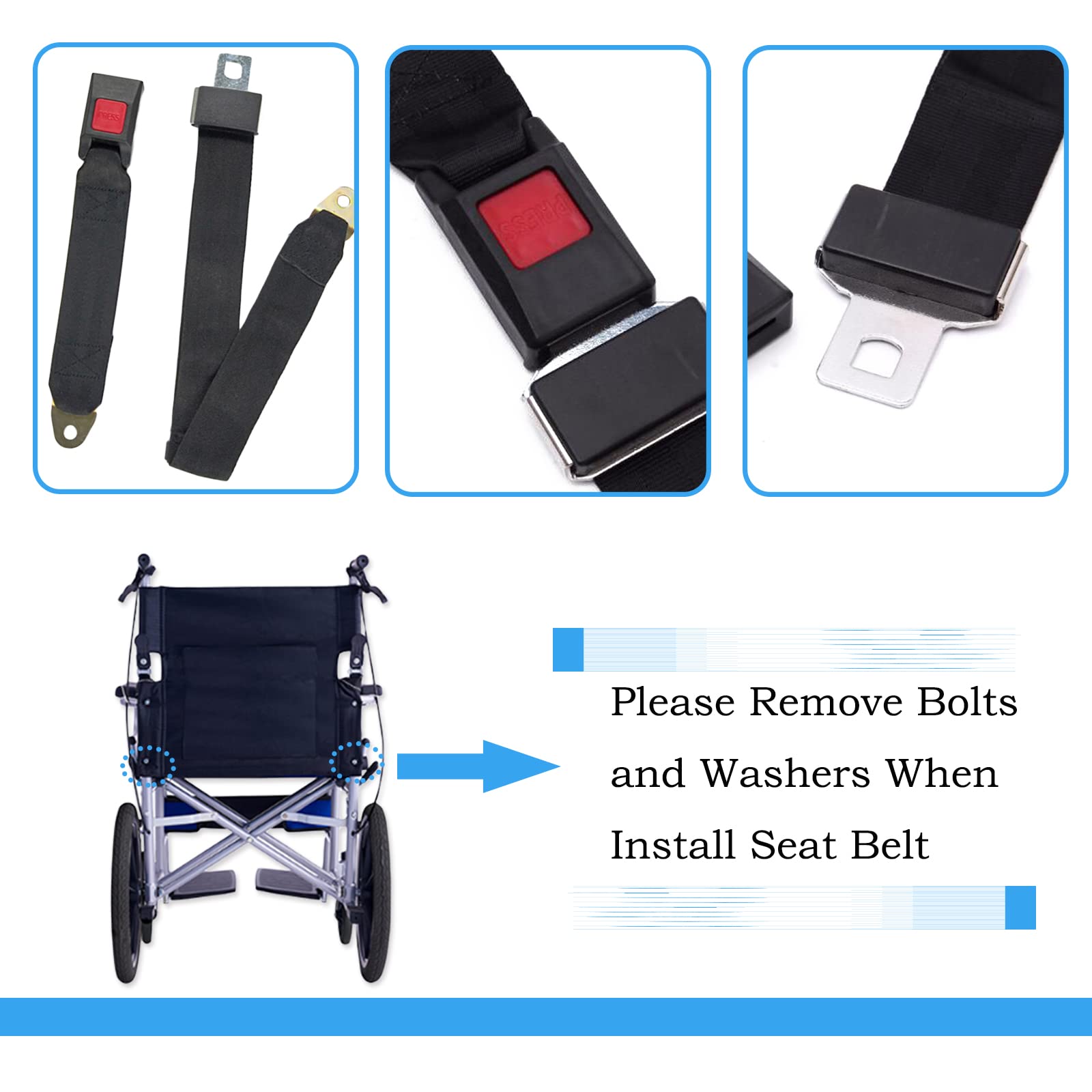 Cinturón de seguridad para silla de ruedas para ancianos, scooters eléctricos anticaídas, correa de repuesto para pacientes discapacitados, liberación rápida ajustable