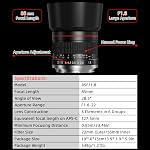 EF 85mm f1.8 Portrait Lens - MF for Canon EOS Rebel T8i/T7i/T7/T6i/T5/T3i/T3/T2i/XSi/XS/SL3/SL2/T100/90D/80D/70D/50D/5D Mark IV/6D II/7D II/1D X III II - Manual Focus DSLR Cameras Lens(EF/EF-S Mount)