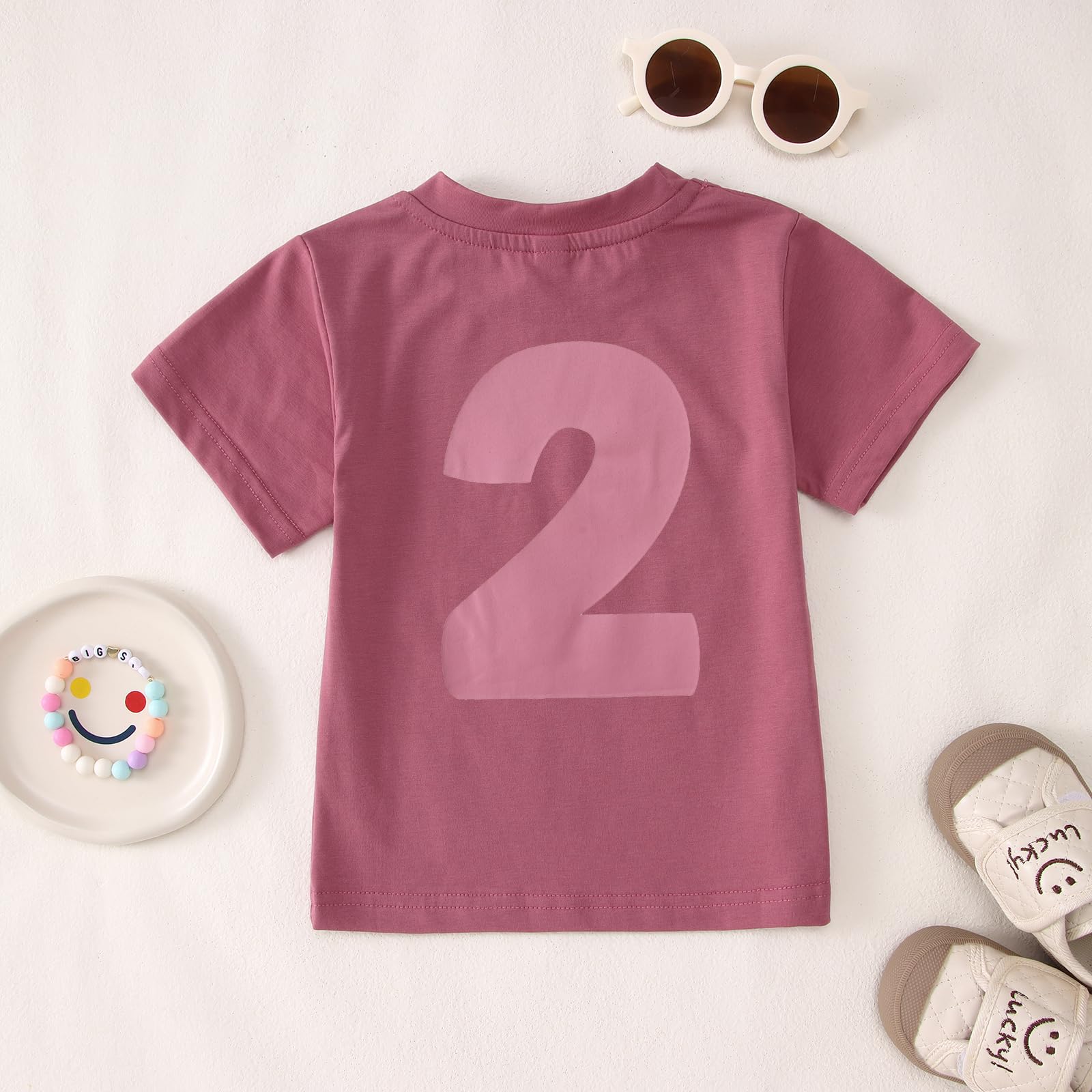 T-shirt 2ème anniversaire pour fille « I'm Two Cute » Imprimante Chemise Deuxième Anniversaire T-shirt Fête d'anniversaire Vêtements Été Manches Courtes Hauts Doux Col Rond Chemises 2 Ans Enfants