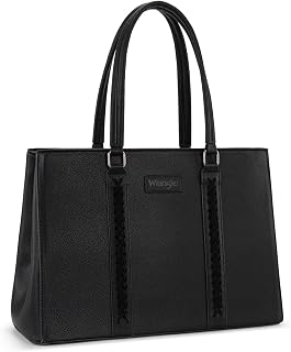 Montana West Wrangler 15.6 Inch Laptop Tote Bag for Women - Large Work Purse with Padded Laptop Sleeve & Dual Compartments