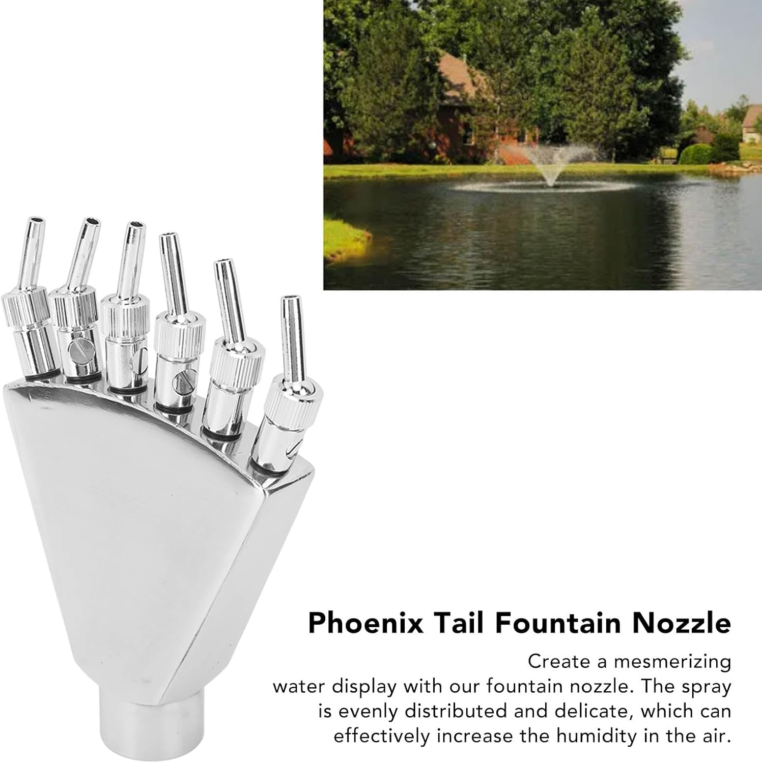 flexman G1 Fountain Nozzle, Adjustable Dynamic Scattering Stainless Steel Pond Fountain Head, Water Fountain Spray Nozzle for Family Courtyard, Plaza, Park