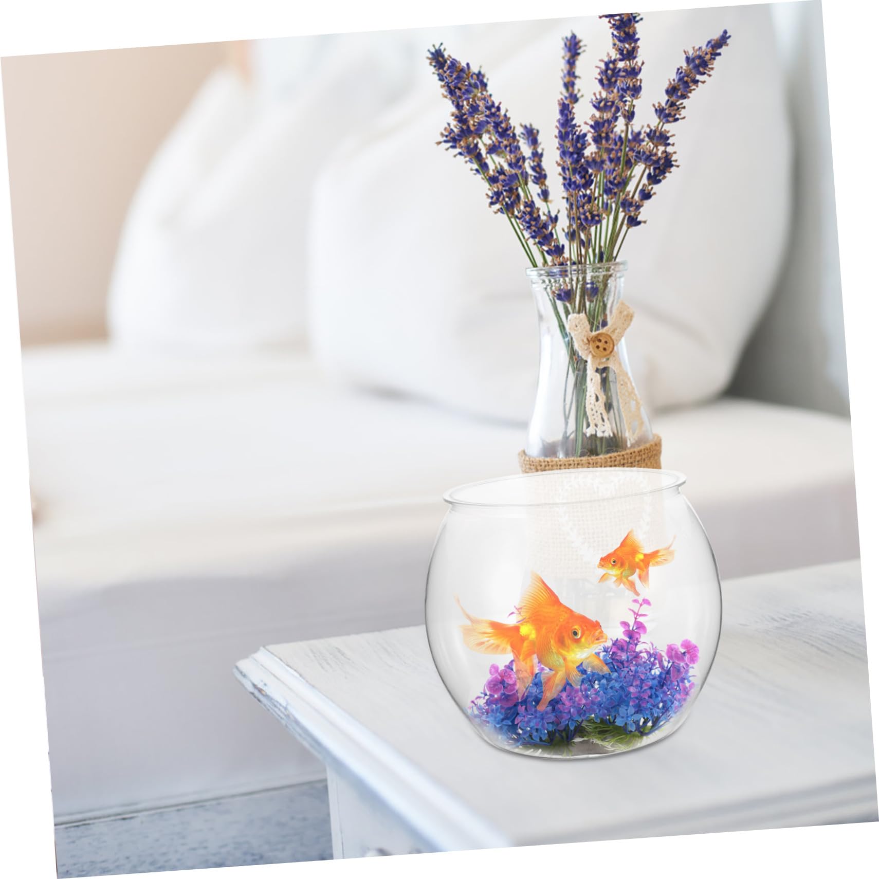 SOIMISS Transparentes Kunststoff Fischglas mit Flachem Boden Langlebig und Kompakt für Goldfische und Zierfische im Büro oder Gästezimmer