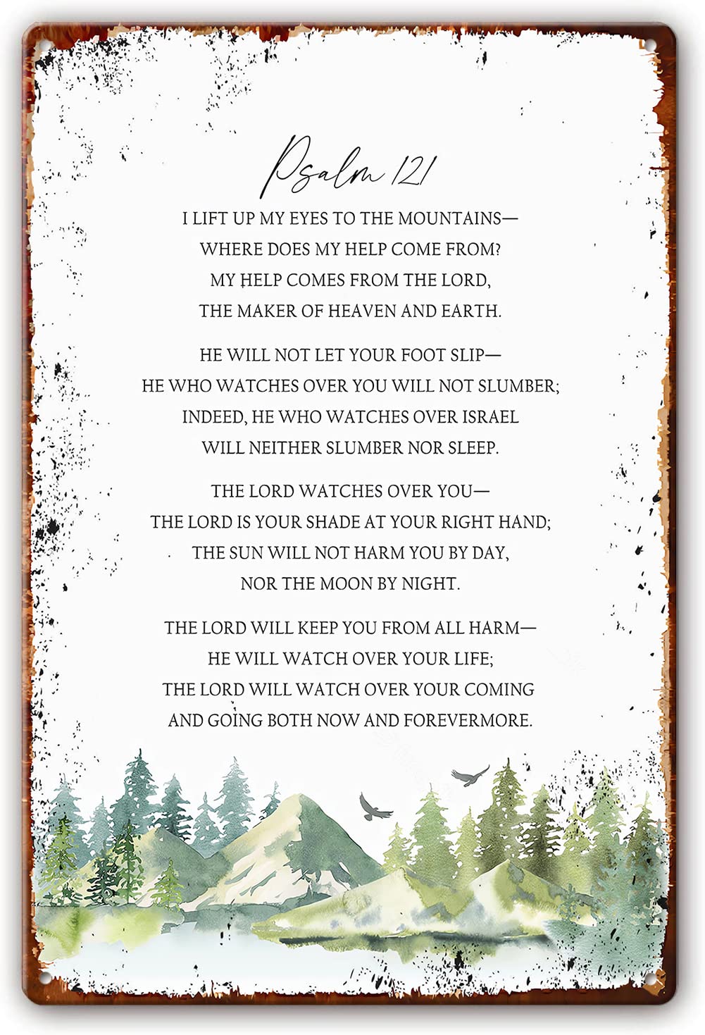 Preeklen Tin Sign 002 Vintage Metal Tin Sign Psalm 121 Bible Verse Wall Art Scripture Christian Sign Wall Decor Pictures Metal Poster For Bedroom Farmhouse Decor 12X16 Inch