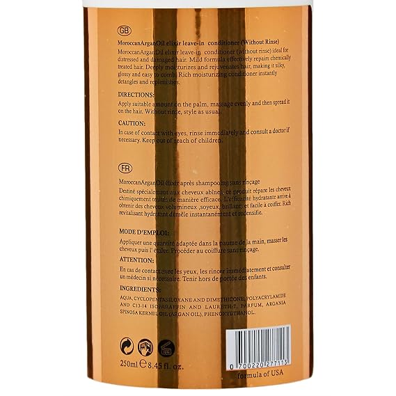 Moroccan Argan Oil Elixir Leave-in Conditioner-Anti-frizz & Thermo protective 250 ml/ 8.45 fl.oz.