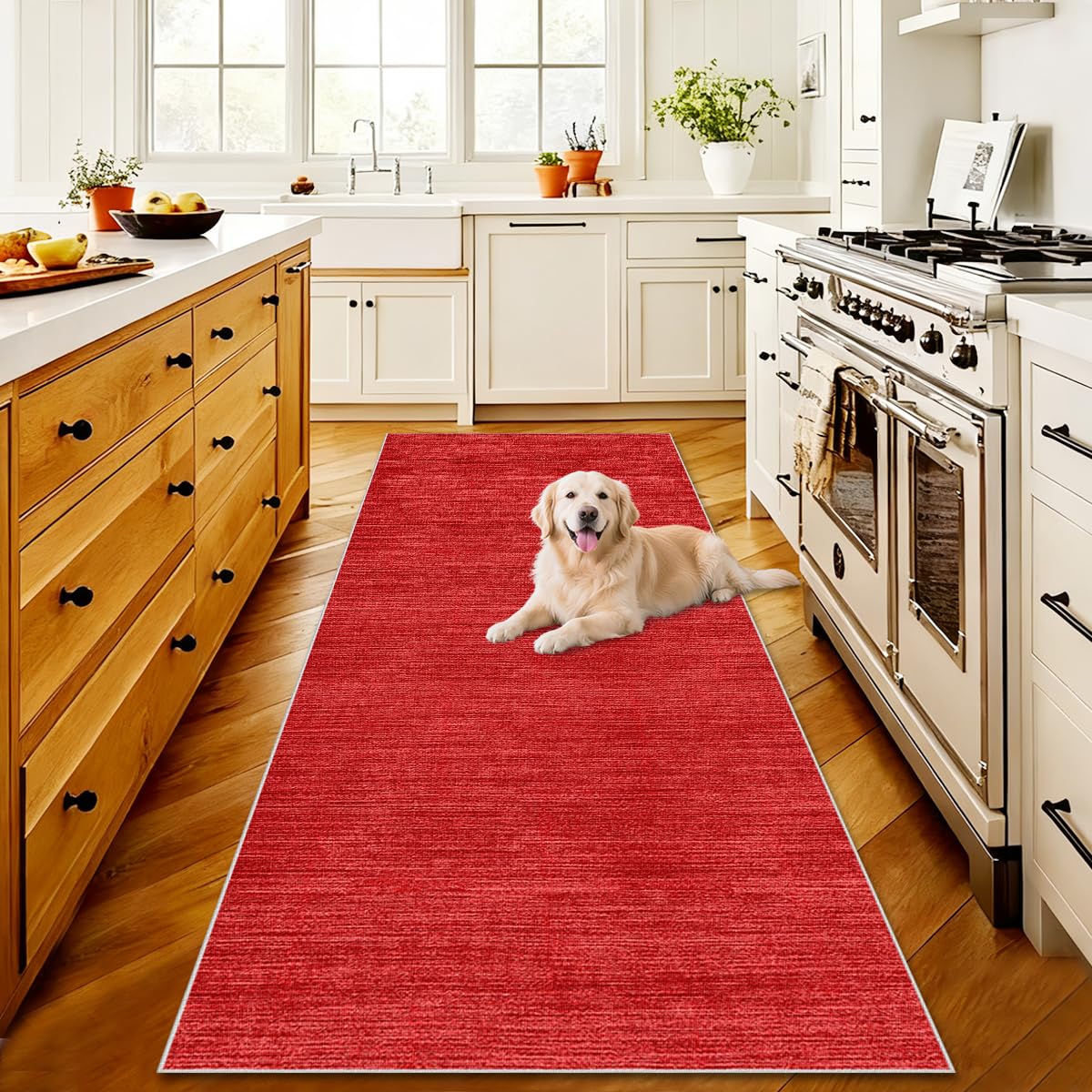 AYHSMNOU Carpet Runner for Hallway Non Slip Long Kitchen Rugs Washable Hallway Hall Runner Absorbent Area Rugs Large Door Mats Indoor Extra Long Runner Rugs for Hallway Red 80 x 280 cm