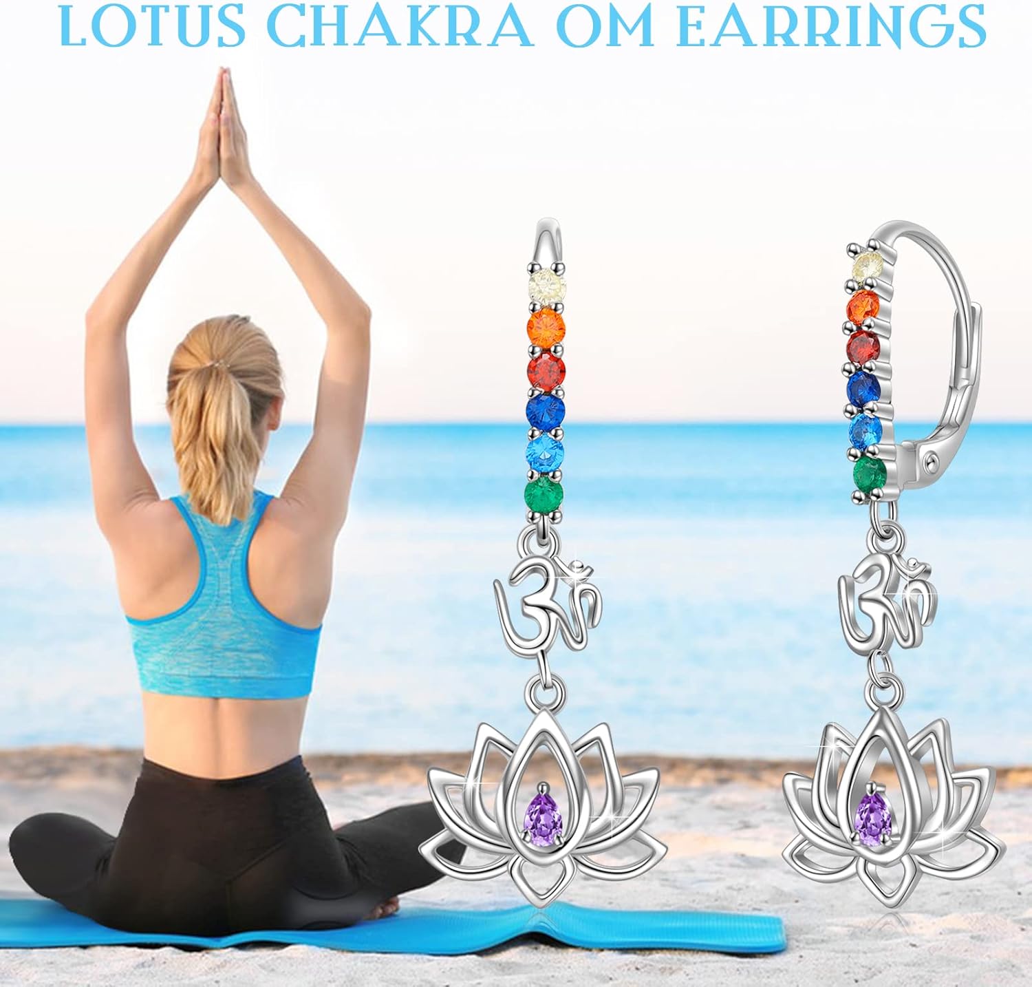 Moonstone Floral Earrings for Women: 925 Sterling Silver Lotus, Tulip & Daisy Leverback Dangle Earrings for Sensitive Ears, Yoga Jewelry Gifts for Birthday, Mother's Day - Image 6