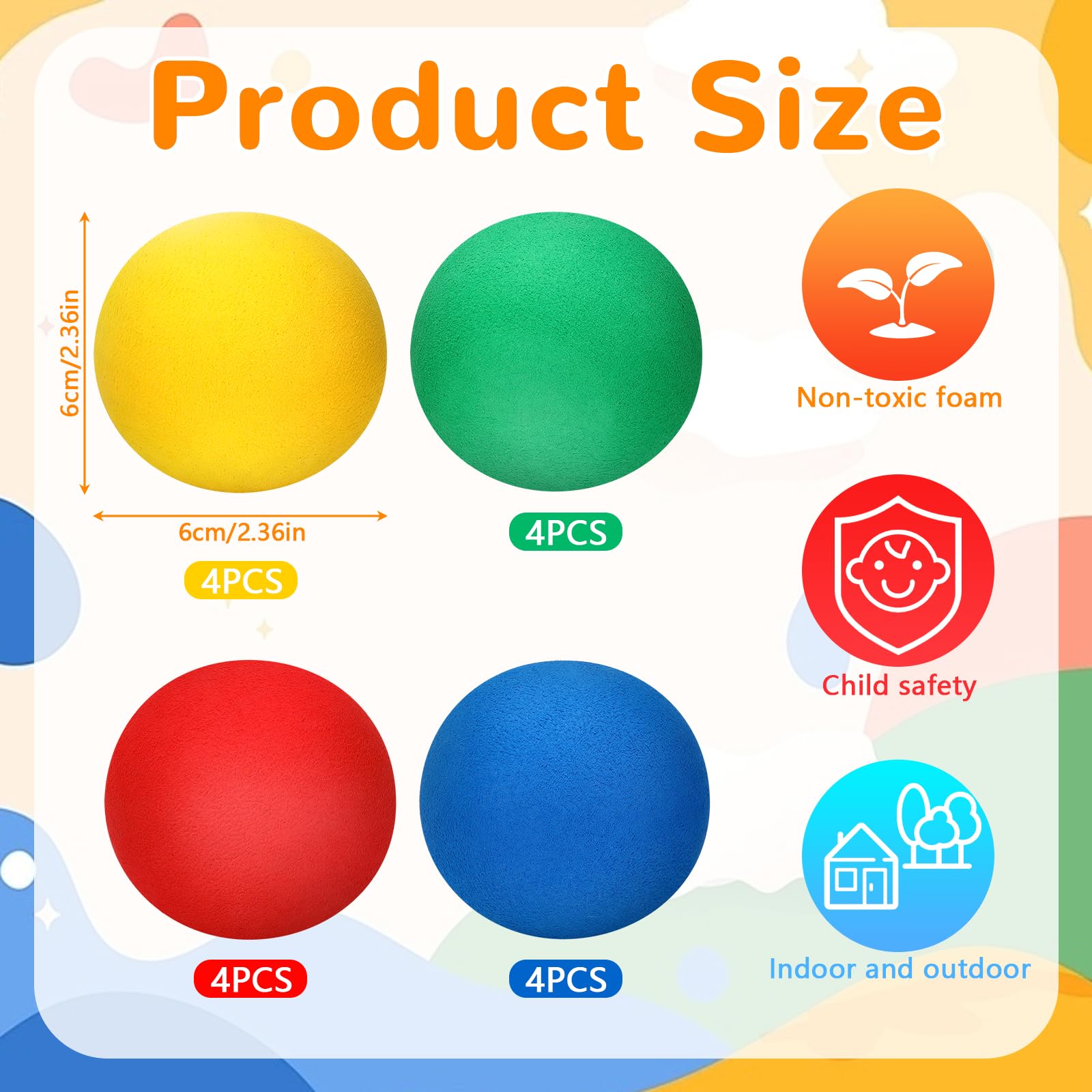 Tapvai 12 pelotas blandas, 6 cm, bola de espuma EVA, juegos interiores para niños