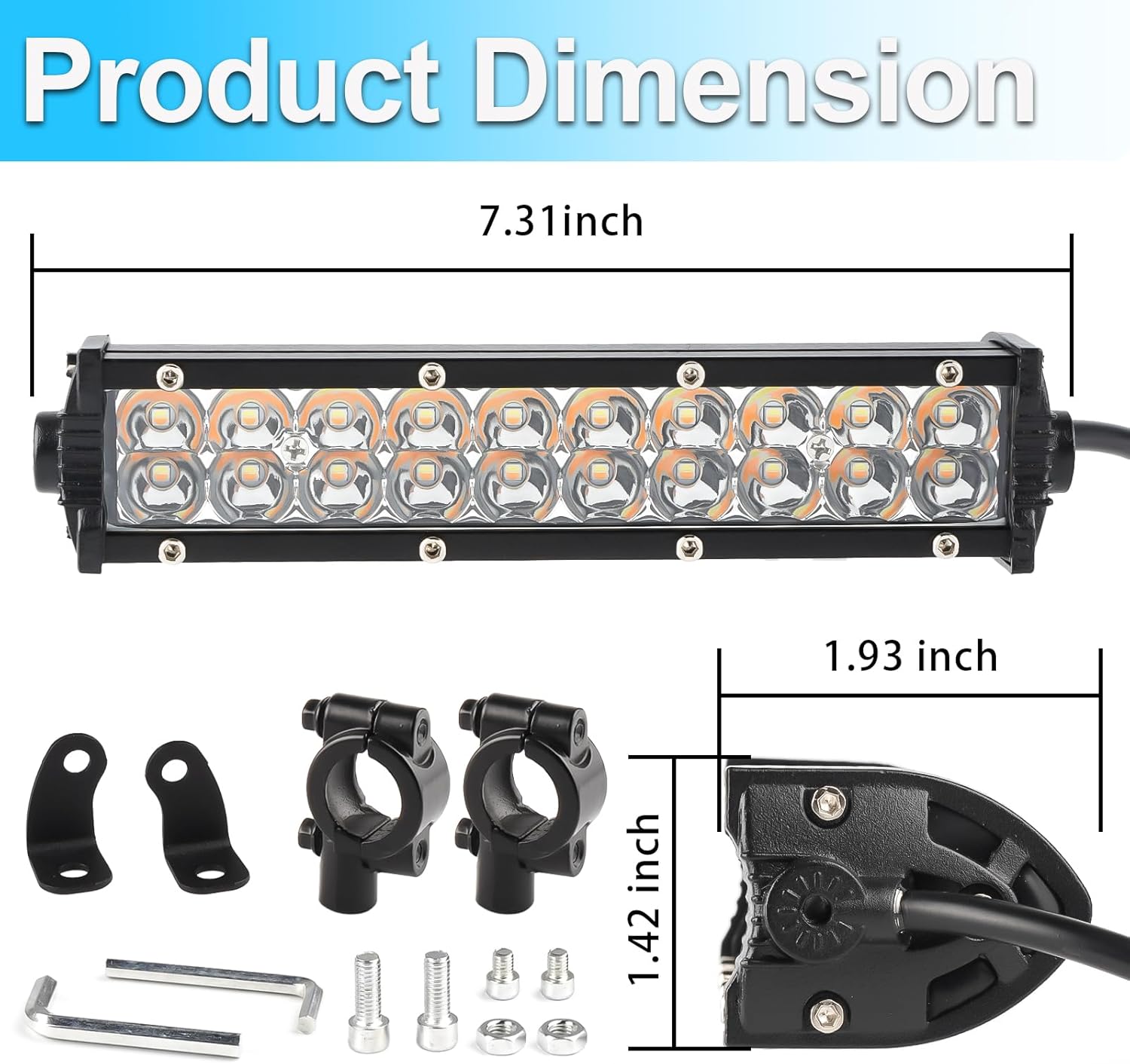 LIGBT Dirt Bike Light Bar Amber White Motorcycle Headlight Kit with ON-Off Switch Universal for 7/8" 22mm Handlebars Pit Dirt Bike Plug and Play for KLX110 CRF110 TTR110 YZ250F CRF110 CRF230F CRF250F