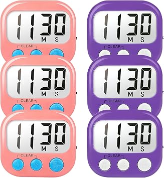 Digital Timer for Kids Classroom Timers for Teachers 6 Pack Pink Purple