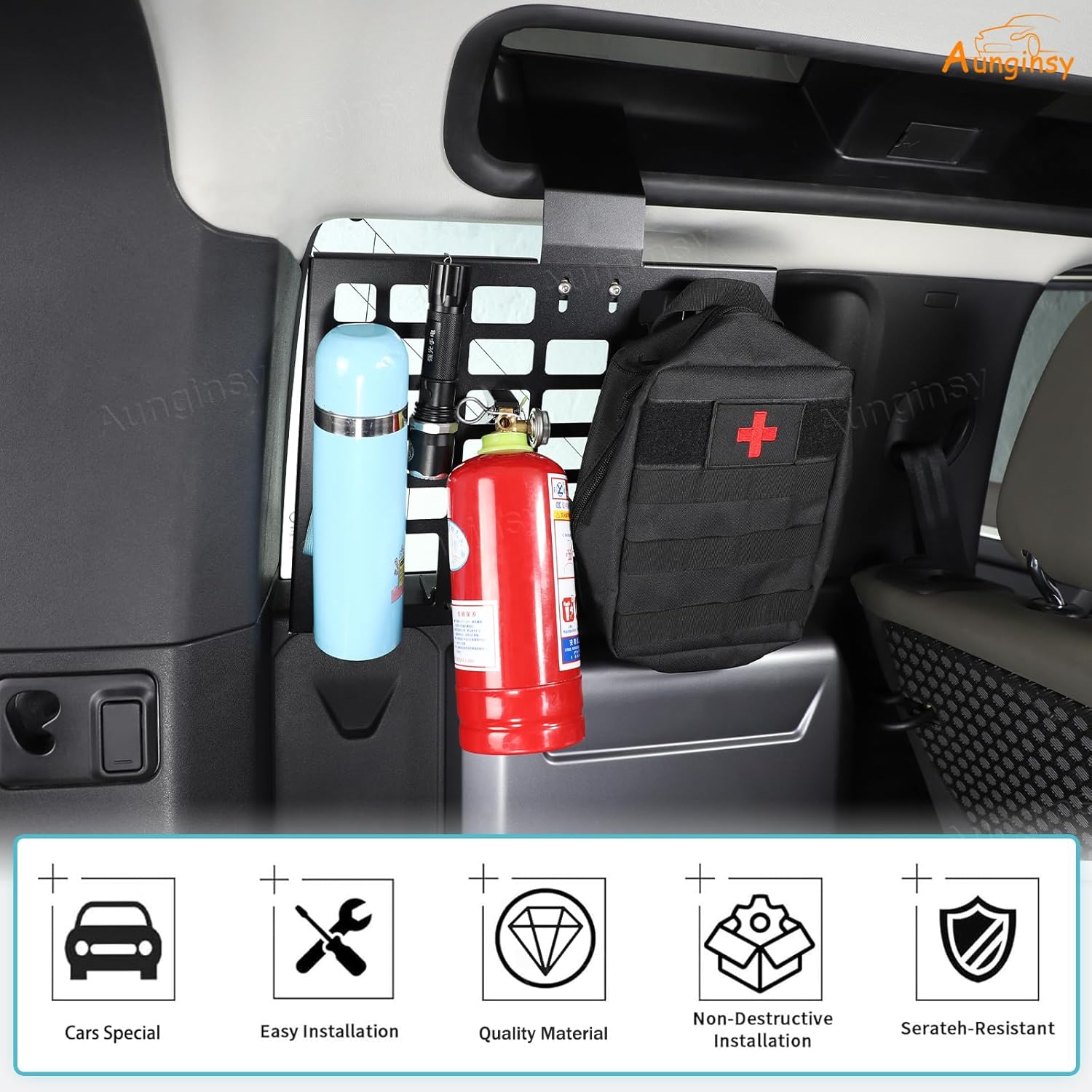 Car Rear Trunk Window Side Molle Panel Storage Baffl Compatible with 110 Land Rover Defender 2020-2026,Trunk Organizer Left+Right Side Modular Storage Luggage Shelf Cargo Rack Hanging Grid Accessories