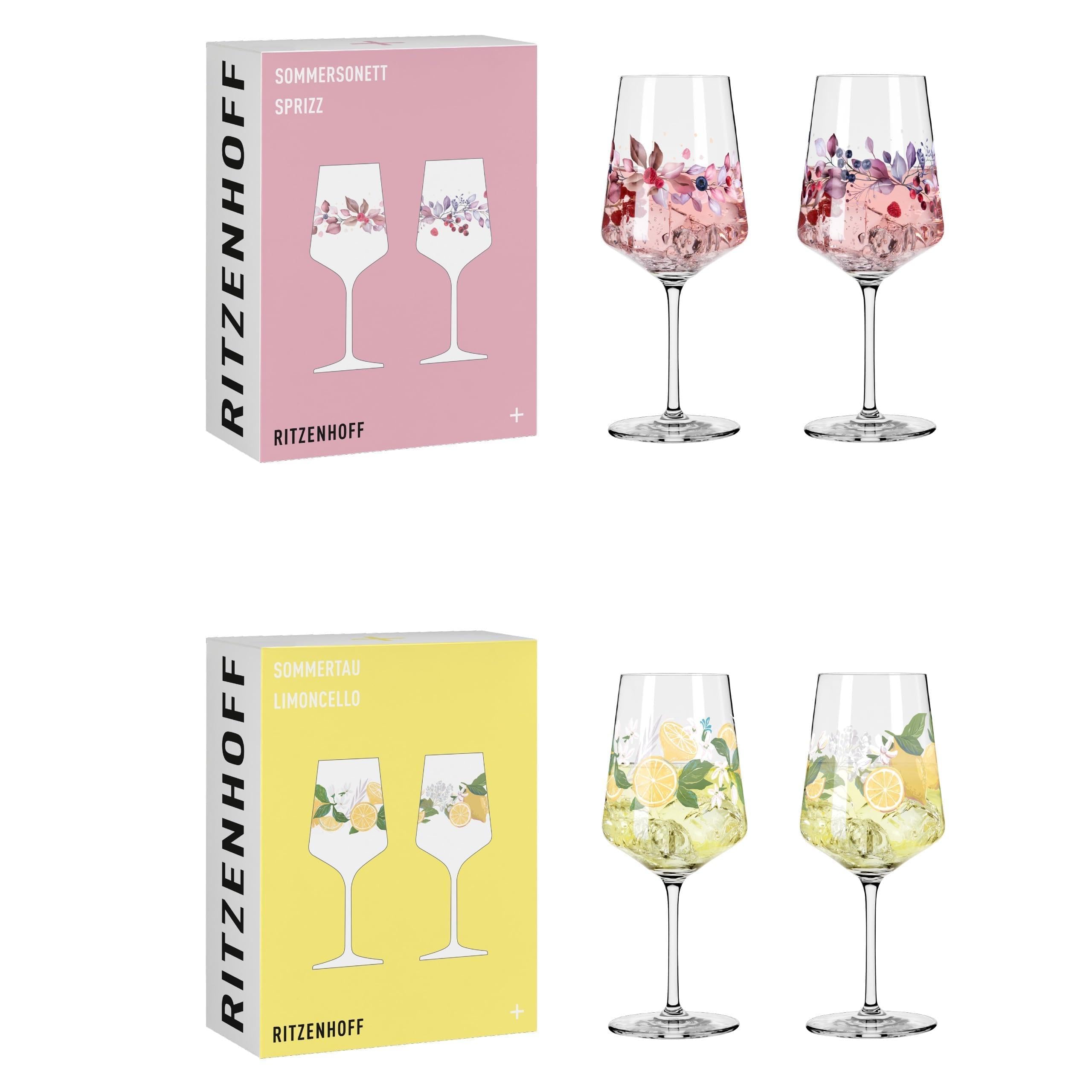 RITZENHOFF 9101102 Aperitifglas 4er Set - Sommerrausch/Sommertau - Made in Germany