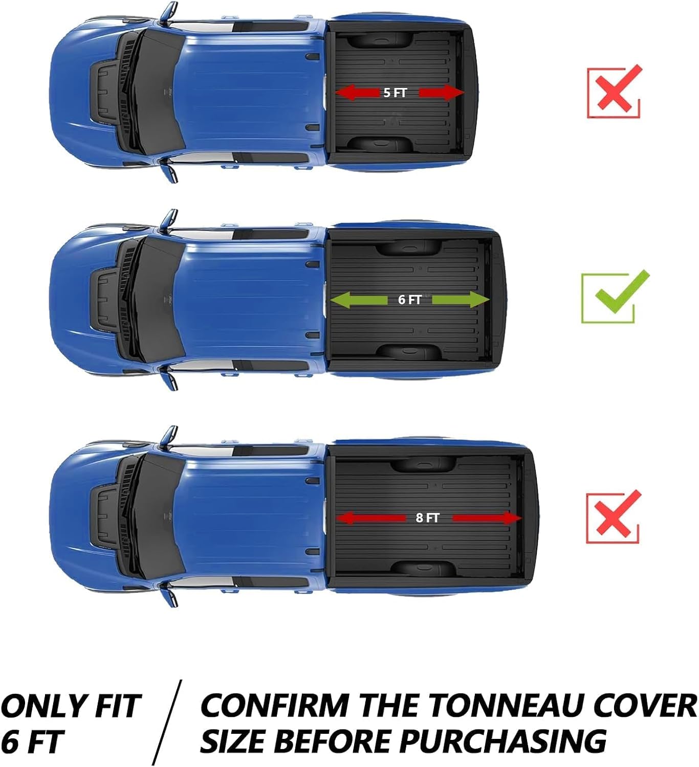 TOMOKA Hard Tri-fold Truck Bed Tonneau Cover Compatible with 2019-2023 Ford Ranger 6 FT (73") Bed