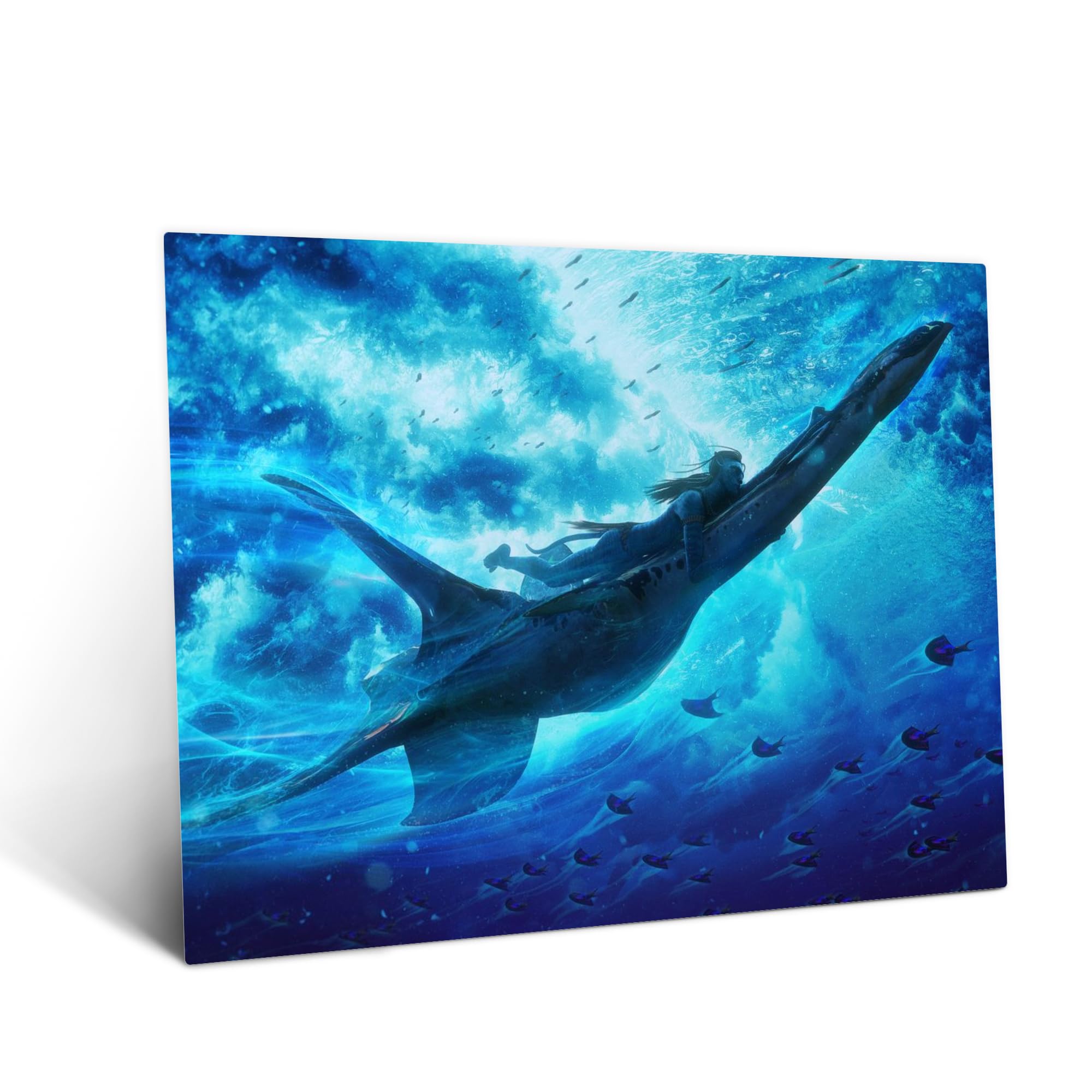 Displate Offiziell Avatar 3 MetallPoster - Lo'ak with Ilu - Magnetische Befestigung Inklusive Lizenziert Bilder Poster 45 cm x 32 cm