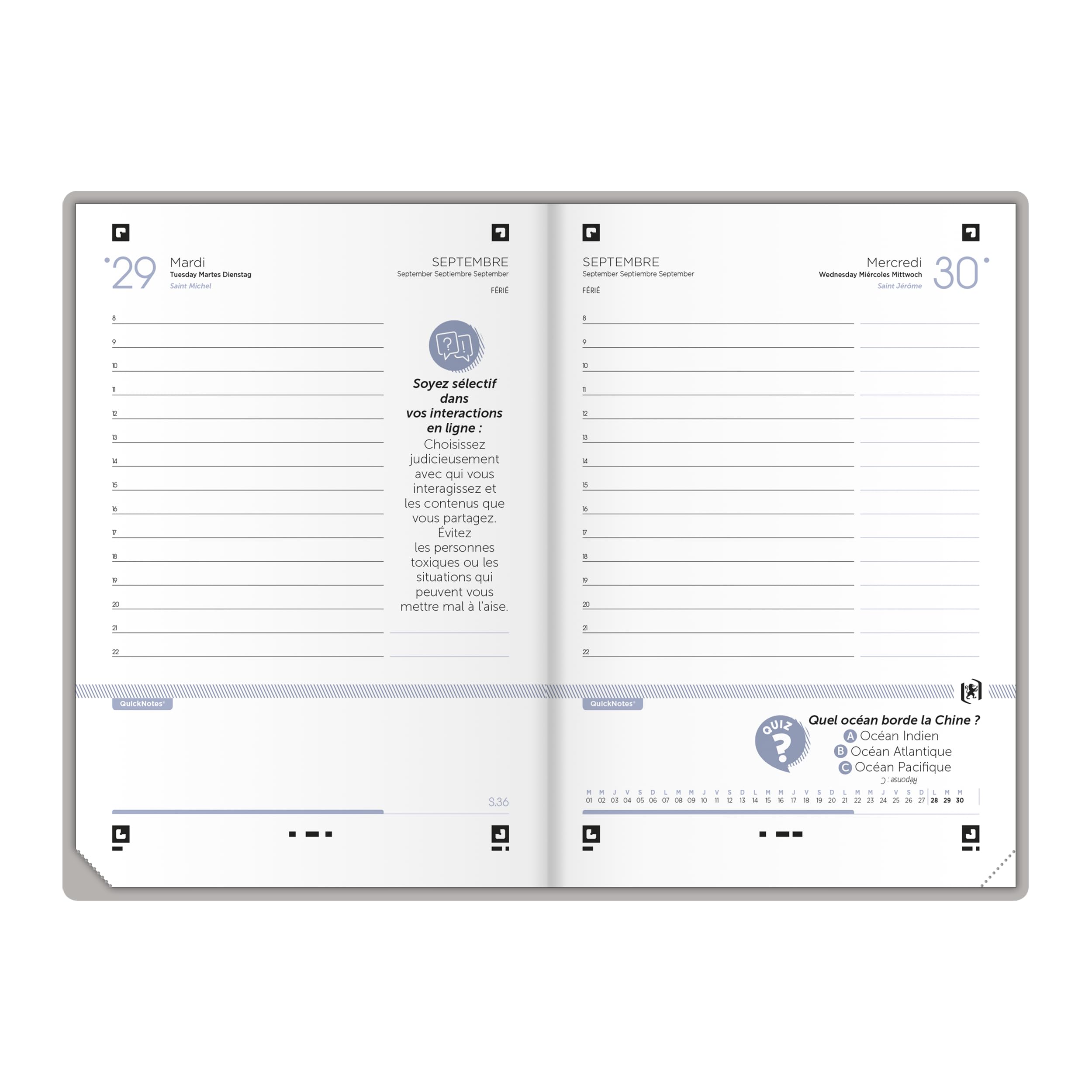 Agenda Scolaire Oxford 2025-2026 15x21cm 1 Jour Par Page 352 Pages Aqua