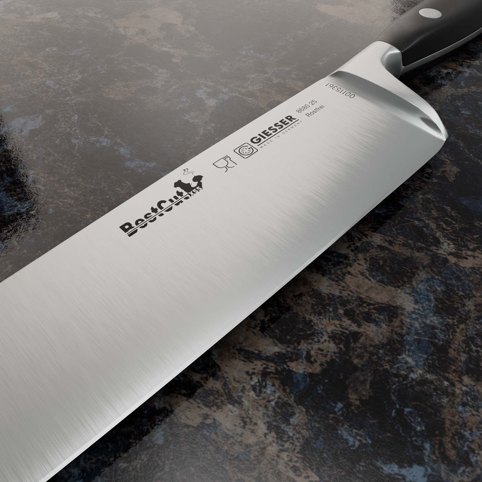 Giesser seit 1776 - Made in Germany - scharfes Kochmesser geschmiedet 25 cm BestCut, hitzebeständig, schwarz, deutsches Küchenmesser spülmaschinengeeignet, rostfrei