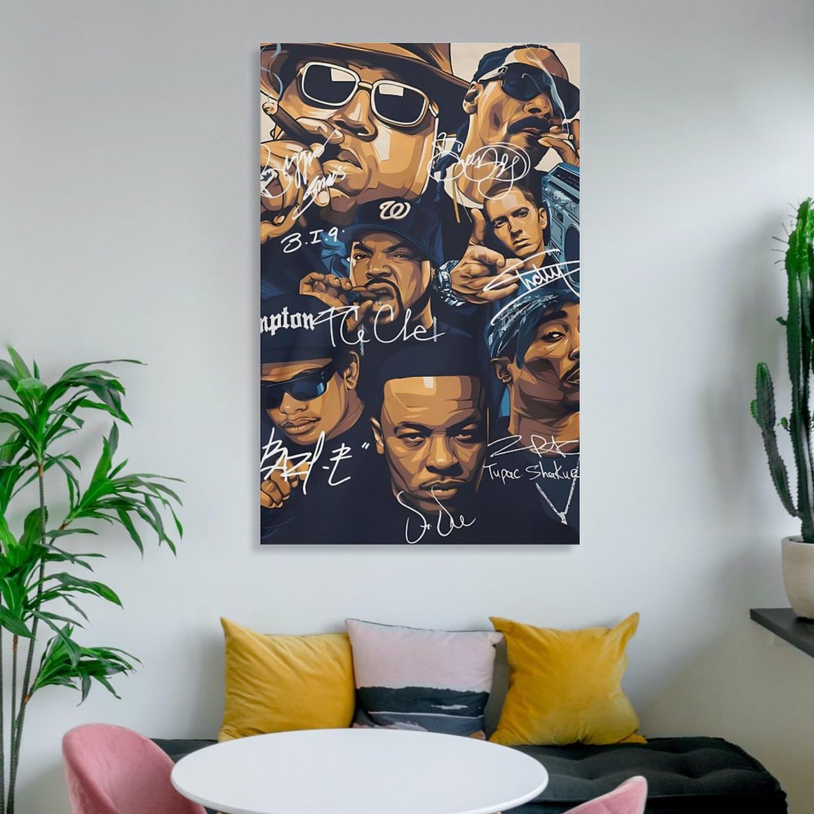 Poster artistico su tela, motivo: cantante rap, hip hop, tutte le stelle, decorazione da parete, poster decorativo moderno, 60 x 90 cm