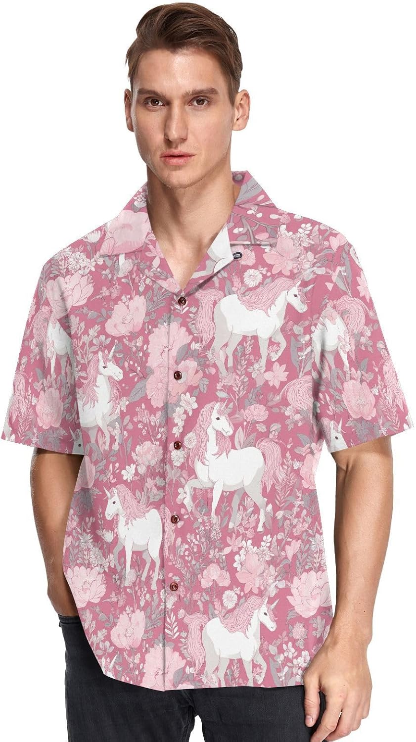 visesunny Summer Men's Hawaiian Shirts Leopard Print Black Red Casual Button Down Short Sleeve Shirts Beach Tropical Shirt S