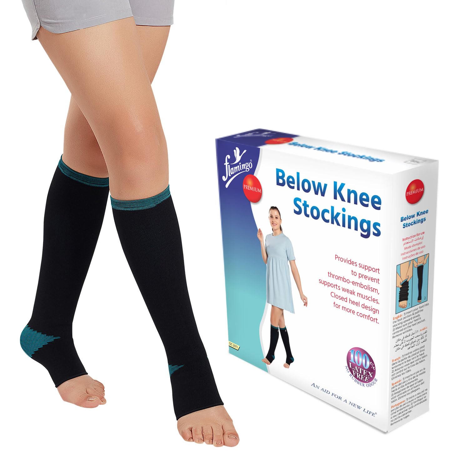 Flamingo Premium Below Knee Stockings - Large (Color May Vary)-image-34