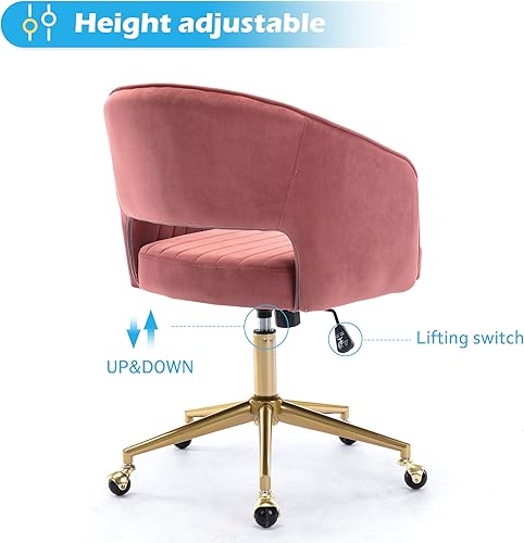 Miniatura 4 de Home Office Chair Swivel Velvet Desk Chair Accent Armchair Upholstered Modern Tufted Chairs with Gold Base for Girls Women Ergonomic Study Seat